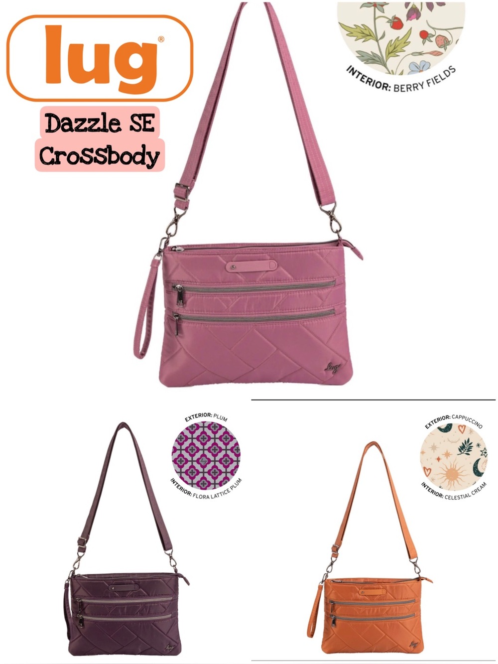 Lug Dazzle SE Crossbody Bag w/Charm Bar NWT